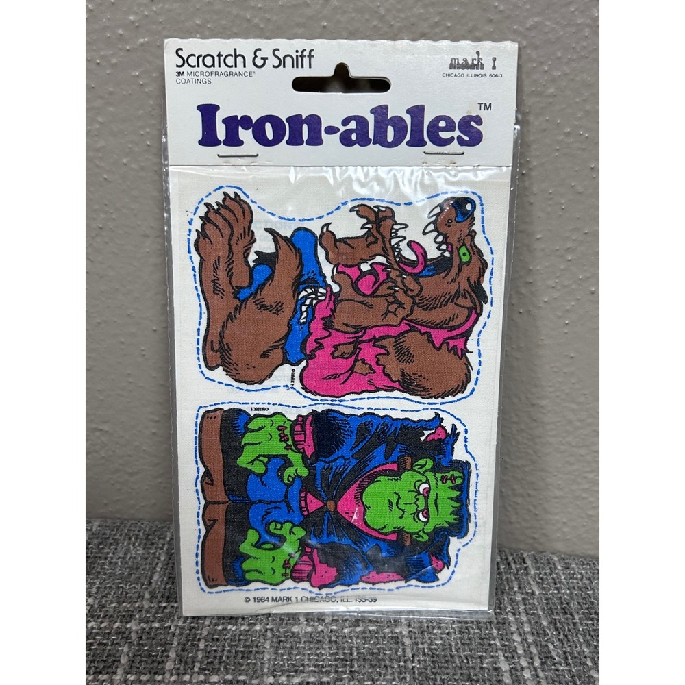 Vintage 1984‎ Scratch & Sniff Iron-ables Monster Iron On Patch NOS
